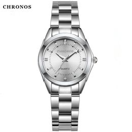 Chronos en acier inoxydable Fashion Foches Wristwatch Luxury Emperproof Ladies Watch Business Rhinestone Montres pour Femme Gift 240516