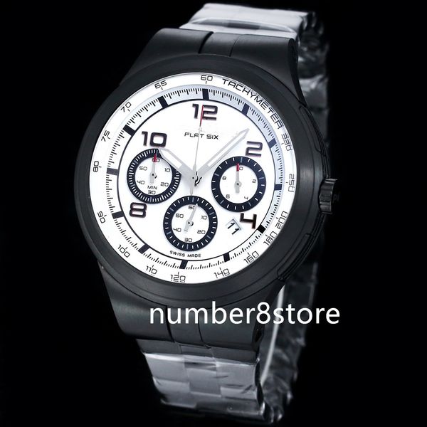 Chronotimer Sports Car Mens Watch Flyback Quartz Chronograph Chronograph Black en acier inoxydable Sapphire Crystal Digne Chiffre de bracelet Swiss Surdimension