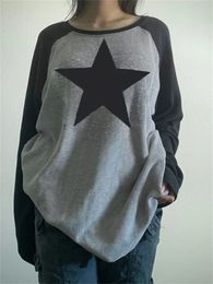 CHRONSTYLE Mujeres Star Fairycore Sudaderas de manga larga Tops Y2K Vintage Gráfico Grunge Estética 90s Patchwork Sudaderas Clubwear 240130