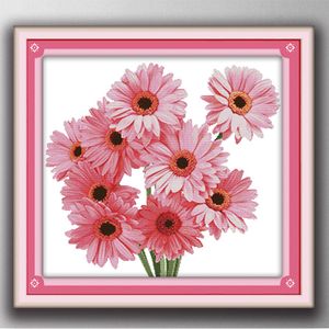 Chrysanthemum roze bloemen home decor schilderij, handgemaakte kruissteek borduurwerk handwerken sets geteld afdrukken op canvas DMC 14CT / 11CT