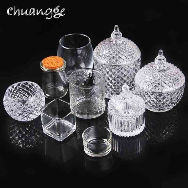 CHUANGGE DIY Vela Taza Manual Cera Vidrio Titular Contenedor Casero Fabricación Suministros J 210702