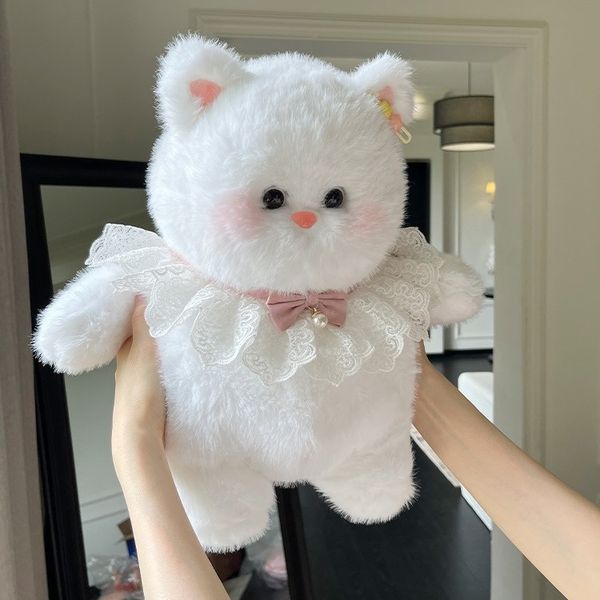 Muñeco de peluche lindo gato blanco gordito