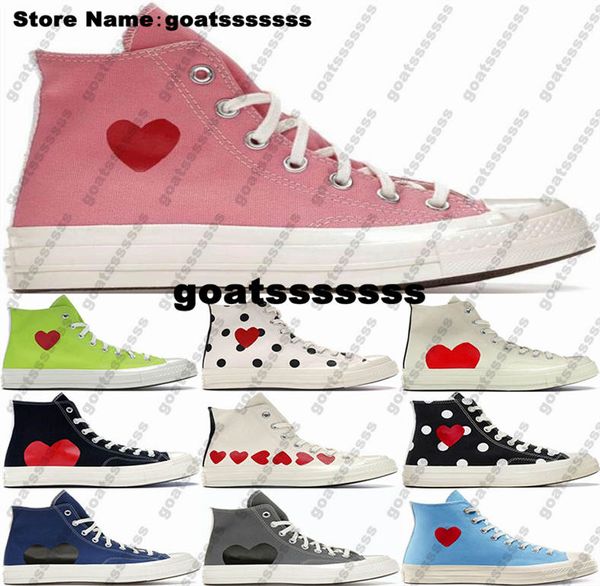 Chucks Taylors All Star 70 Hi Femmes Baskets Chaussures Taille 5 11 Hommes Comme des Garcons PLAY Designer Running Us 5 Us5 CDG Love Peach 9173 Baskets Casual Noir Rouge Jeunesse