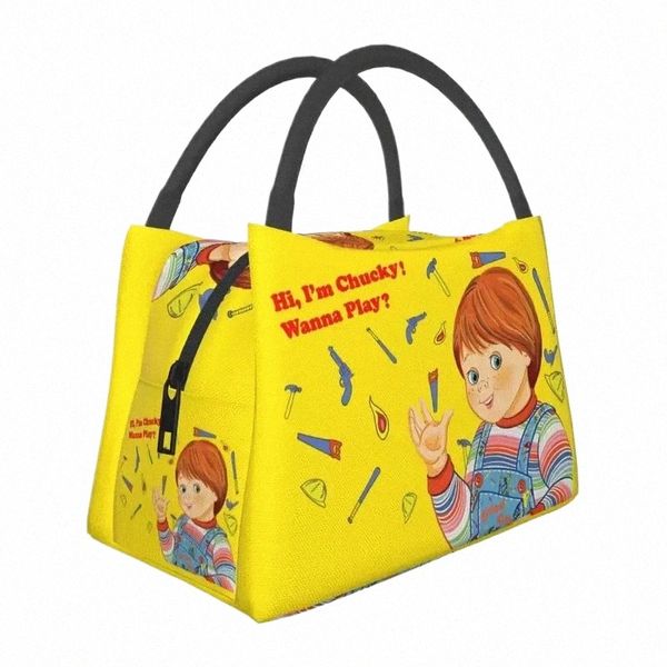 Chucky Good Guys Wanna Play Boîtes à lunch portables pour femmes Jeu d'enfant étanche Refroidisseur thermique Sac à lunch isolé E6DA #