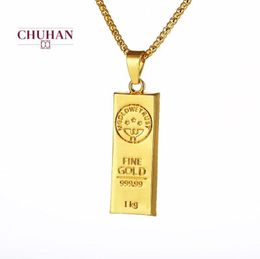 Chuhan Gold Bar Shape Hang ketting Hip Hop Chains Fashion Jewelry For Women Heren Verjaardagsgeschenk C3995641081
