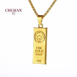 CHUHAN – collier avec pendentif en forme de barre en or, chaînes Hip Hop, bijoux à la mode pour femmes et hommes, cadeau d'anniversaire C399218L