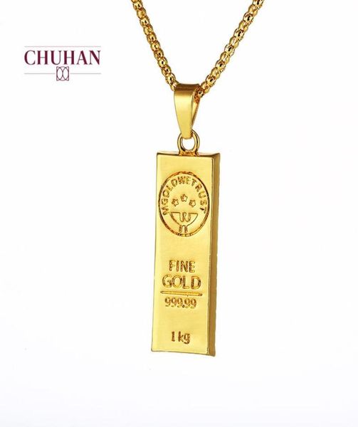 Chuhan Gold Bar Shape Pendant Collier Hip Hop Chains Fashion Bijoux pour femmes Gift Birthday C3999578169