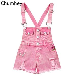 Chumhey 1-11t enfants salopes d'été girls suspense short denim short rose jeans enfants vêtements kawaii bebe jumpsuit enfants vêtements l2405