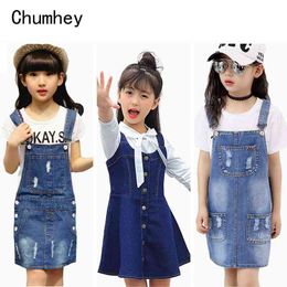 Chumhey 2-16t filles brouillard babine bêle suspendus robes d'été kids pinafore denim combinaisons enfants vêtements vêtements vêtements g1218