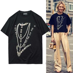 Chun yu yin jia mode nouveau Style concepteur impression 3D image de bijoux t-shirt à manches courtes noir blanc pour les femmes de luxe t-shirt