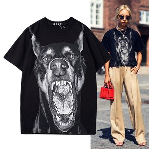 Chun Yu Yin Jia Marque de luxe Designer Vêtements de haute qualité 3D Dog Print Pattern Mode T-shirt à manches courtes Noir Blanc Femmes Tee Plussize XL