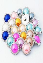 Trozos 18 mm Ginger Snaps Crystal rhinestone faux Pearl Charm DIY Jewelry Fit Snap Button pulsera Collar Joyas a granel wholesa3758091
