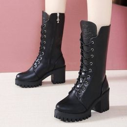 Chunky 186 Plateforme féminine Top Pu Pu Over-the-Knee High Boots Femme Retro Punk Augmenter les longues chaussures Woman889 230923 NK 242 NK