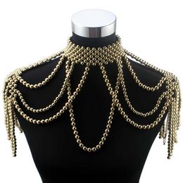 Chunky Perle Pendentif Ras Du Cou Long Déclaration Collier pour Femmes Florate Marque De Mode Nouvelle Chaîne Costume Corps Bijoux Perle Collier X0707