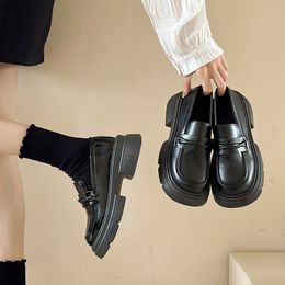 Chunky Loafers Vrouwelijke Britse stijl dikke zool instapper Mary Janes schoenen College stijl casual mode schoenen meisjes platform lederen instappers schoenen maat 35-40