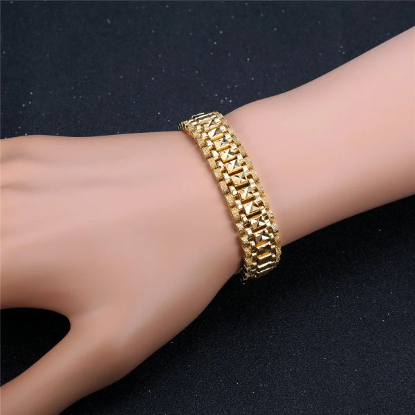 Gros hommes main chaîne Bracelets mâle gros Bijoux 14k or jaune chaîne lien Bracelet pour hommes Bijoux pulseira masculina