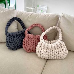 Chunky Garen Gebreide Schoudertas Dikke Handgeweven Handtas dikke wol diy hand breitas eigen hand breien zelfgemaakte hand messenger bag