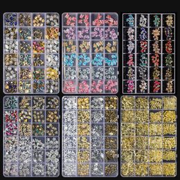 Chunshu 24 rooster nagelkunstdecoraties gemengd retro goud zilver gemaal zirkoon 3d charmes luxe planeet diamant manicure 240426