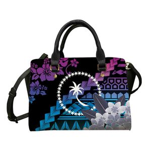 Chuuk Plumeria Flower Polynian Tattoo Tribal Tote Handtassen vrouwen schoudertassen mode pu lederen ladi satchel schoudertas