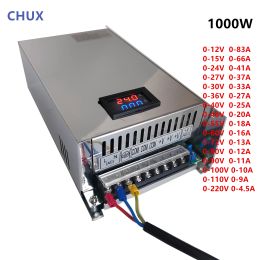 Chux Verstelbare schakelvoeding met display 0-12V 15V 24V 27V 36V 40V 48V 55V 1000W SMPS 60V 80V 90V 100V 110V 220V DC