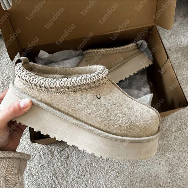 Femmes Tazz Pantoufles Tasman Châtaigne Pantoufles Moutarde Fourrure Diapositives Classique Ultra Mini Plateforme Botte de Neige Australie Laine Australienne Confort Hiver Taille 35-44