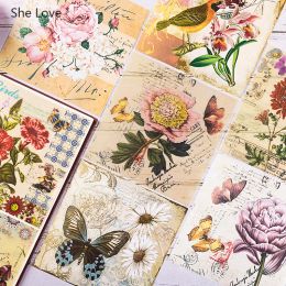 Chzimade 8pcs / lot Flower Butterfly pas d'adhésif en papier vélin adhésif Sticker pour le planificateur de journal Scrapbooking DIY Decorative Paper Crafts