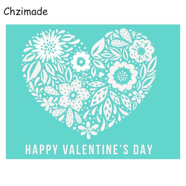 Chzimade Happy Valentine's Day Heart Heart Auto-Adhesive Silk Screen Printing SPROCH Mesh Transfers pour les t-shirts DIY DÉCoration de la maison