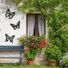 CIFBUY 3PCS Papillons en métal décor mural noir libellule noire
