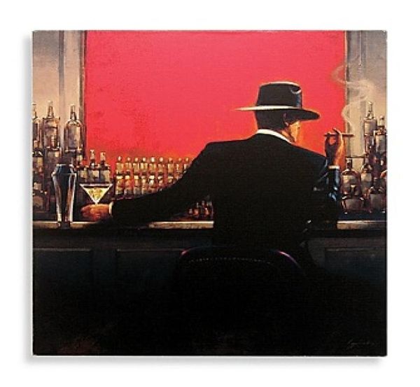 Cigar Bar Man par Brent LynchPeint à la main HD Imprimer Décor moderne Pop Art Peinture à l'huile sur toileMulti tailles disponibles mye1264805581
