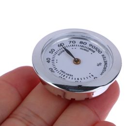 Sigarenkast jongleren Vochtbestendige doos directe pin ingebed 37 mm pointer mini gouden zilveren thermometer hygrometer geen batterij
