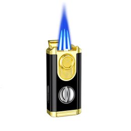 Sigarenaansteker Nieuw product Sigaren Att Triple Flame Jet Torch aansteker met lichterhouder en sigaren Cutter