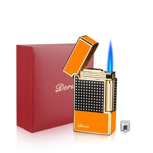 Encendedor de cigarros antorcha Jet Blue Flame butano recargable sin Gas Flintstone con accesorios de perforación para cigarros Q2D4