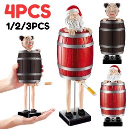 Boîte de cigarette Strange oncle Santa Claus Barillet en bois porte-cigarette Boîte à parodie Figurines Case de statues Décoration de Noël