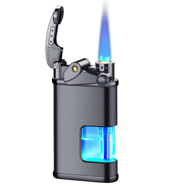 Remplissage de jet de cigare à cigare sans gaz plus léger Gadgets Rocker Amle LED TORTH LED TORTH DROIT FLAME BLUE