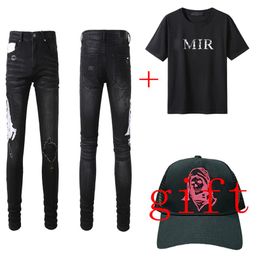 Sigarettenbroek jeans voor mannen designer jean lange broek stijlvolle rechte slim fit broek katoen casual t-shirt luxe hip hop streetw274U