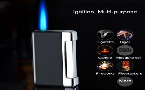 Torcha de cigarrillo Lighter Press Ignition Jet encendedor Blue Flame recargable Butano Butane Propapopes de cigarros13538919312044