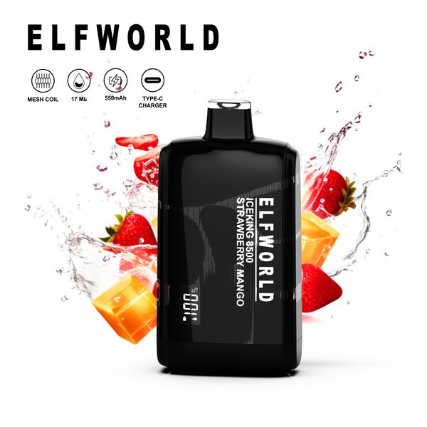 Cigarrillos Vapores eléctricos Pantalla digital Vapes Pluma desechable Vaporizador Elfworld Iceking 8500 Puff Pantalla de visualización Vapes