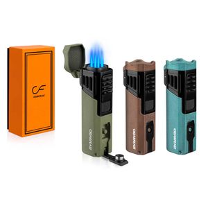 CIGARFEAST Cigare Cigarette Briquet 3 Torche Jet Flamme Rechargeable Avec Porte-Poinçon Accessoires Portable Sans Gaz J181