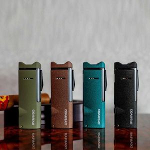 CIGARFEAST – allume-cigare à 3 jets, torche à flamme bleue, sans gaz Butane, rechargeable, coupe-vent, accessoires pour fumer, boîte cadeau