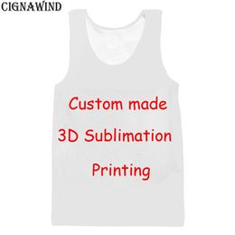 Cignawind Diy Custom Design Fashion Men Women Tanktops 3D Printing Harajuku Vest Drop Groothandelaren voor 220707