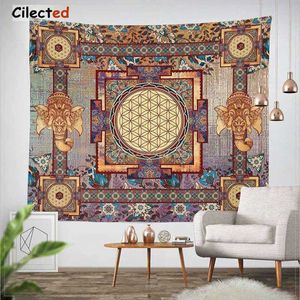 Cilected India Mandala Tapisserie Gobelin Suspendu Mur Floral Tapisserie Tissu Polyester / Coton Hippie Boho Couvre-lit Nappes 210609
