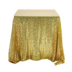 Cilected Sale Square Sequined Table Cloth Rose Gold Geborduurde Glanzende Bruiloft Doek Eenvoudige Sequin Party Rok 210626