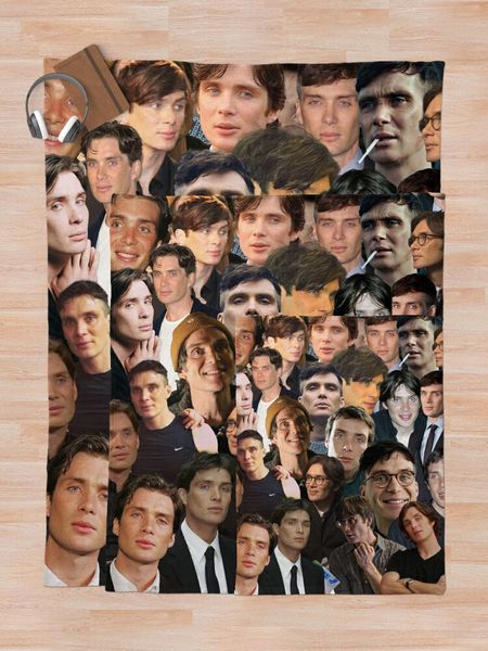 Cillian Murphy Photo Collage Throwet Couverture Coucaire Couvrette à caractéristique Plaid Couverture de canapé-couverture Sofa Decorative Sofa