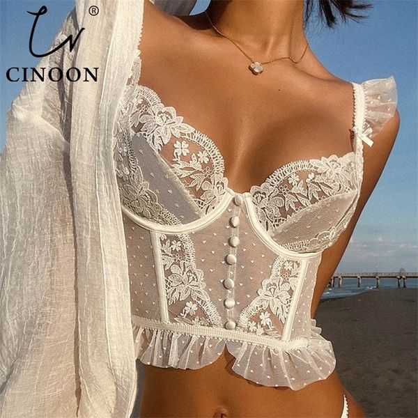 CIN Französisch Stickerei Spitze frauen Bh Top Süße Weibliche Hochzeit Weiß Bralette Weste Sexy Korsett Bhs Komfortable Dessous 220311