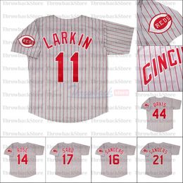 Retro Honkbal 1993 1994 en 1996 Thuisshirt 11 Barry Larkin 17 Chris Sabo 21 Deion Sanders 44 Eric Davis