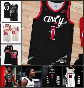 Cincinnati Bearcats basketbalshirt Jeremiah Davenport David DeJulius Jarrett Hensley Chase Kirkwood Dan Skillings Jr. Aziz Bandaogo op maat gestikte truien aa