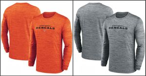 Cincinnati''Bengals''Men Heather Grey Sideline Team Velocity Performance T-shirt à manches longues