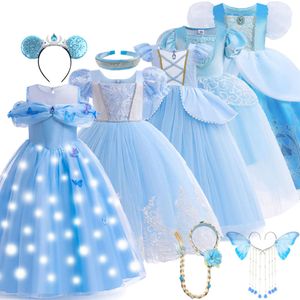 Assepoester Cosplay Led Dress Up Deskleds For Girls Christmas Halloween Party Princess Costume Kids Birthday Jurk 2 4 6 10T L2405