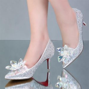 Cendrillon Filles Party Prom Homecoming Chaussures 2017 Bling Bling Cristaux Strass Talons Hauts Argent Champagne Chaussures De Mariage pour B309L