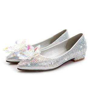 Zapatos de boda nupciales de maternidad inspirados en Cenicienta 2017 Flatforms Zapatos de noche de fiesta para mujer embarazada Bling Bling Plus Size Small